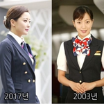 승무원 유니폼을 입은 여자 연예인들
