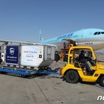 [속보] 국내 첫 화이자 백신 인천공항 도착