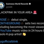 로제 On The Ground 기네스 공식 신기록 등재!