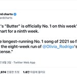 방탄 버터 빌보드 핫<b>백</b> 9주 1위