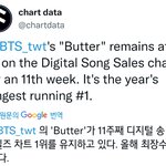 [방탄소년단] <b>송</b>세일즈 <b>차트</b> 빠다 그리고