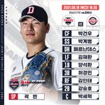[<b>두산</b>] 8. 18 <b>두산</b> 베어스 라인업