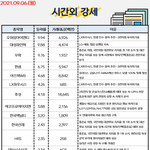 9월 6일 시간외 특징주/<b>외인</b>&amp;기관 순매수(공유)