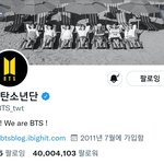 방탄 트위터 팔로워 수 4000만명 <b>돌파</b>