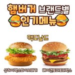 햄버거 브랜드별 인기<b>메뉴</b>