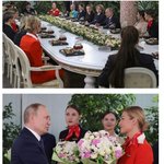 오늘자 스튜어디스들과 함께 있는 푸틴