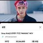 [스키즈] 매니악 뮤비 3000만뷰 <b>돌파</b>!!