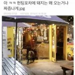 멧돼지가 <b>출몰</b>했던 헌팅포차의 안내문