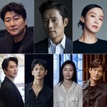 영화 비상선언, 외계+인 제작보고회 단체 사진 차이