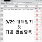 [약속의8시] 9/29 매매일지 및 관심<b>종목</b>