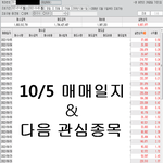 [약속의8시] 10/05 매매일지 및 관심<b>종목</b>