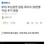 방탄 <b>부산콘</b> 당일 외지에서 50만명 유입됐대