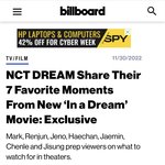 [NCT드림] 빌보드에 애들이 한 <b>영화</b> 관련 한줄평? 기사 떴당