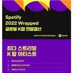[모두드루와] 22년종합 글로벌 스포티파이 <b>k팝</b> 가수순위