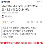 양자대결시 김기현 53.0% 과반을 넘은<b>반면</b> 안철수는 33.8%에...