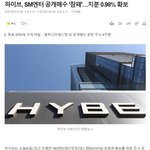 하이브, SM 공개매수 참패…목표 <b>지분</b> 25% 중 0.98% 얻어