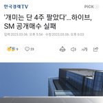 '개미는 단 4주 팔았다'…하이브, SM 공개<b>매수</b> 실패
