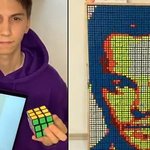 루빅스 큐브로 만든 <b>BTS</b> 초상화