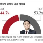 尹대통령 지지율 올해 최고치, 긍정 44.7% 부정 53.2%