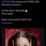 제니 현재 스포티 월간 청취자수..ㅋㅋㅋㅋ