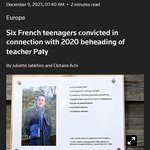 2020년 '교사 참수' 프랑스 10대들, 징역 6개월 선고