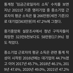 중소기업임금평균,대기업평균대비 47프로받아