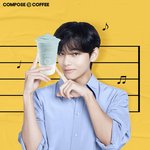 컴포즈 커피 방탄 <b>뷔</b> 블루 셔츠 새로운 사진