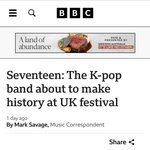 세븐틴 케이팝 최초로 영국 글래스톤베리 헤드라이너