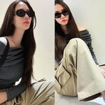 진아름, 셀린느 선글라스로 끝! 오프숄더와 <b>카고</b>팬츠 입고 너무 힙해!