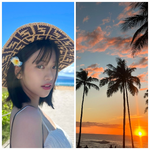 안유진, “영화 속 장면 같은 <b>일몰</b>...하얀색 원피스로 해변 빛내”