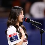 트라이비 <b>송선</b>, 가슴에 손 올린 애국가 제창[포토엔HD]