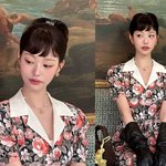 장원영, 오드리 햅번인줄! 미우 미우의 잇걸 복고풍 꽃무늬 원피스룩