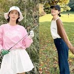 기은세, 필드 위 가을 여신! 러블리 <b>핑크</b> 꾸안꾸 골프웨어<b>룩</b>