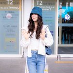 [T포토] 올리비아 <b>마쉬</b> '캐주얼한 공항 패션'