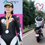 오정연, 손 놓고 바이크 타는 경지‥머리 위로 하트 <b>묘기</b>