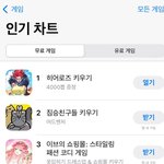 히어로즈 키우기가 <b>앱스토어</b>에서 1위를 했네요