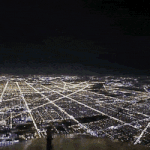 조종사 시점 비행기 야간 착륙.<b>gif</b>