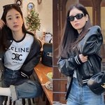 40대 잊은 복학생 바이브! 선글라스 끼고 차도녀 <b>바시티</b> 재킷룩