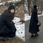 신민아, 김우빈이 찍었나?…눈 오는 날 산책 "사복 패션 장인"