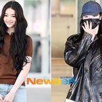 미야오 엘라 초미니 출국 추웠나봐, 가죽 재킷+마스크로 꽁꽁 싸매고...