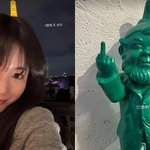 기은세, 파리서 손가락 욕 <b>조형물</b> 업로드 “인생 뭐 있어?”