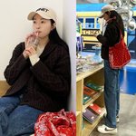 여친처럼! 승무원 미모 그대로 볼캡으로 어려진 카디건 <b>데님</b> 일상룩