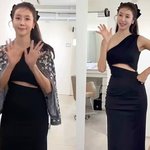 툭! 군살제로 딱붙핏 컷아웃 <b>속살</b> 드러낸 과감한 원숄더 드레스룩