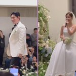 은가은박현호, 양팔 번쩍·노래하며 버진로드 입장…결혼식 포착