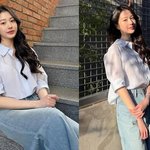 장다아, 먼저 태어난 인형미모! 청순한 셔츠에 <b>데님</b> 캠퍼스 여신룩