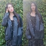 정유미, 남친 강타 옷 입었나? <b>오버핏</b> 레더 재킷도 러블리 데일리룩