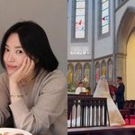 송혜교, 조용히 올린 사진 한 장…성당 결혼식서 포착