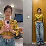 결혼 한달 앞두고 '귀여운 배꼽' 노출.."<b>크롭</b>티 어울리는군!"