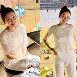 <b>도심</b> 속 요정’ 이시영, 시스루 화이트룩으로 청량감 폭발…“말라보이네...