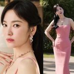 [드루와] 송혜교, <b>핑크</b> 드레스로 한 끗 차이 '섹시美'…어깨라인까지...